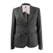 Anne Klein Women's Micro-Check Two-Button Jacket (0, Anne Black/Grey)